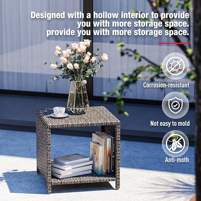 Pamapic Outdoor Furniture 5 Piece Patio Conversation Set, Wicker Rattan Patio - Image 5