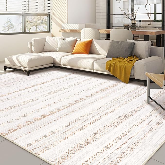 Nakagishi Area Rugs 9x12 Living Room: Washable Boho Large Neutral Modern Soft by NakagishiAreaRug