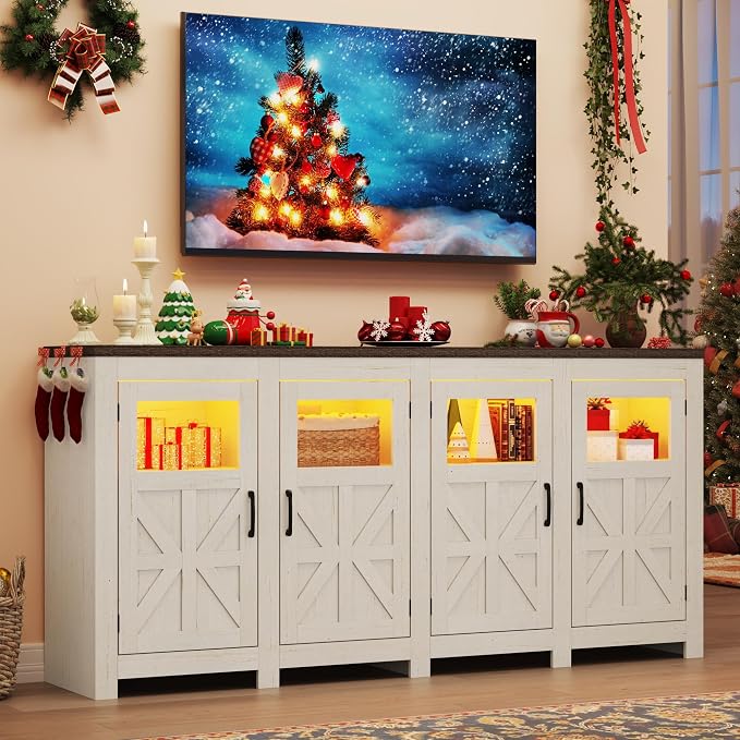 74" Large LED Farmhouse TV Stand - Image 3