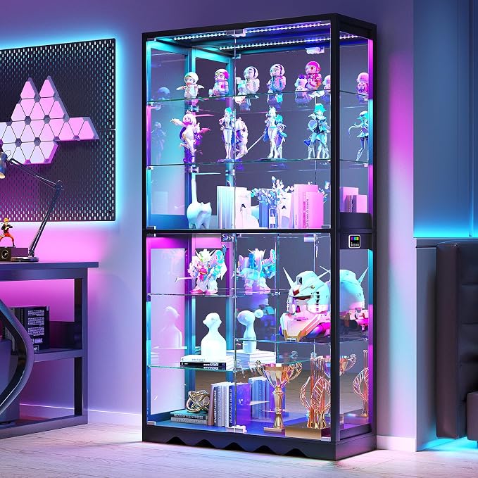Large Display Cabinet with Glass Doors, 8-Tier RGB Curio Cabinet with Smart - Image 8