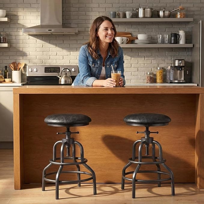 Industrial Vintage Counter Stool, Kitchen Counter Height Adjustable Swivel Chair - Image 9