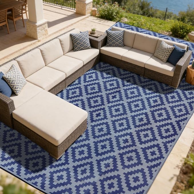 SAND MINE Reversible Mats, Plastic Straw Rug, Modern Area Rug, Large Floor Mat by SANDMIND