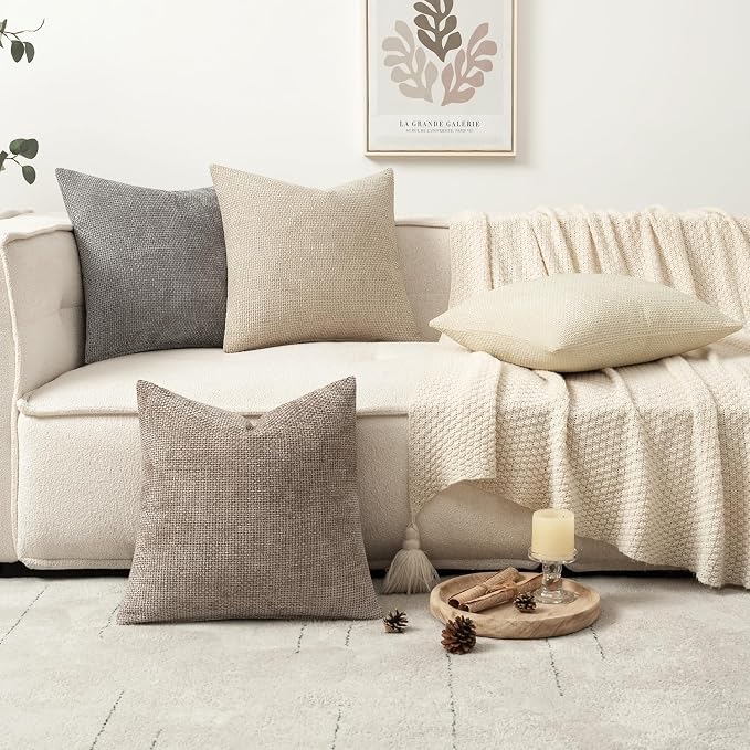 MIULEE Pack of 4 Couch Throw Pillow Covers 18x18 Inch Neutral Beige/Brown Soft - Image 5