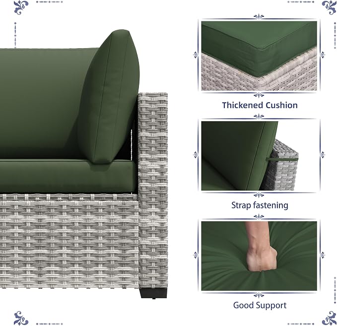 KIGOTY Patio Furniture Set, 7 Pieces Modular Outdoor Sectional Sofa, PE Rattan - Image 5