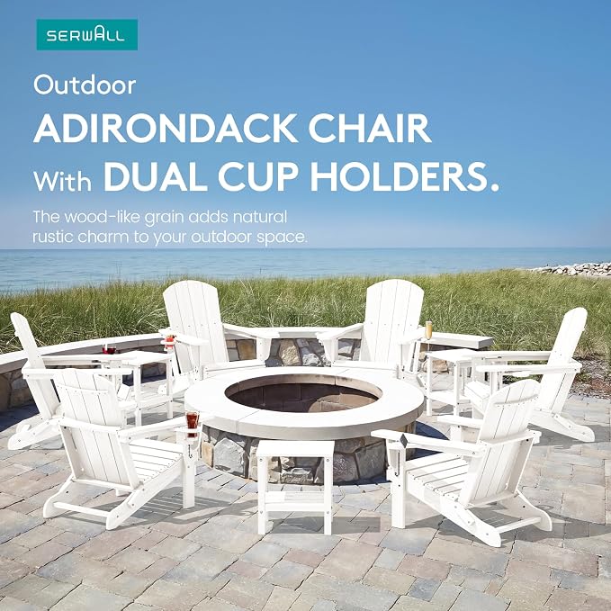 SERWALL Adirondack Chair with Cup Holders - Image 9