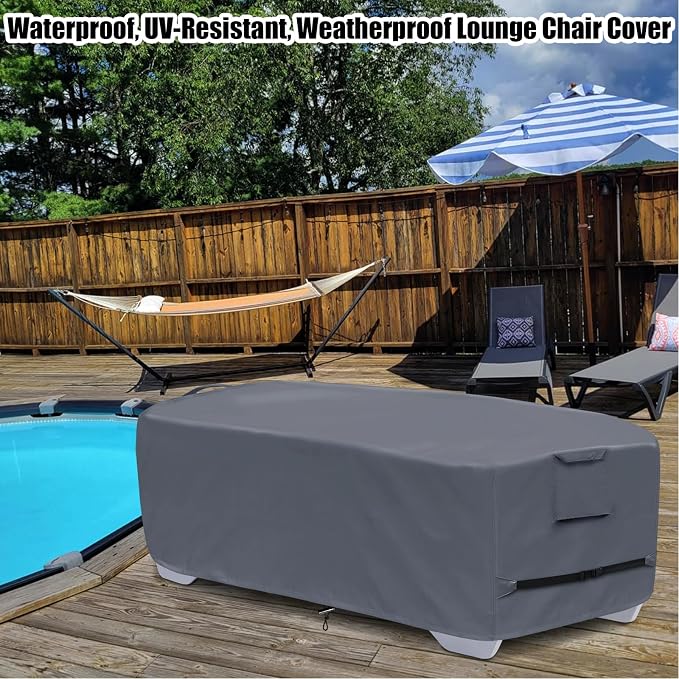 Stackable Chaise Lounge Covers for 2-3 Stackable Patio Lounge Chair, 600D - Image 5