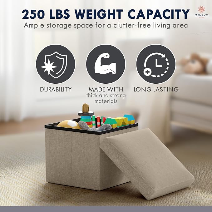 Ornavo Home Small Storage Ottoman, - Image 7