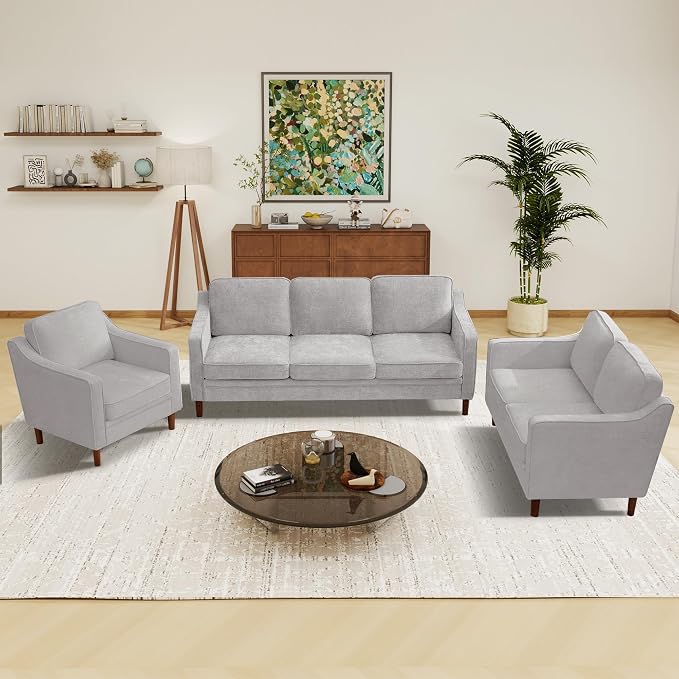 Kingfun Living Room Furniture Sets, 3 Seater Couch, Armchair and Loveseat - Image 4