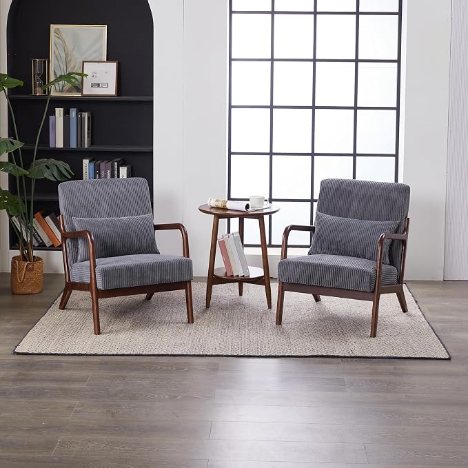 Mid-Century Modern Accent Chair & Coffee Table Set, Vintage Luxury 2-Piece - Image 9
