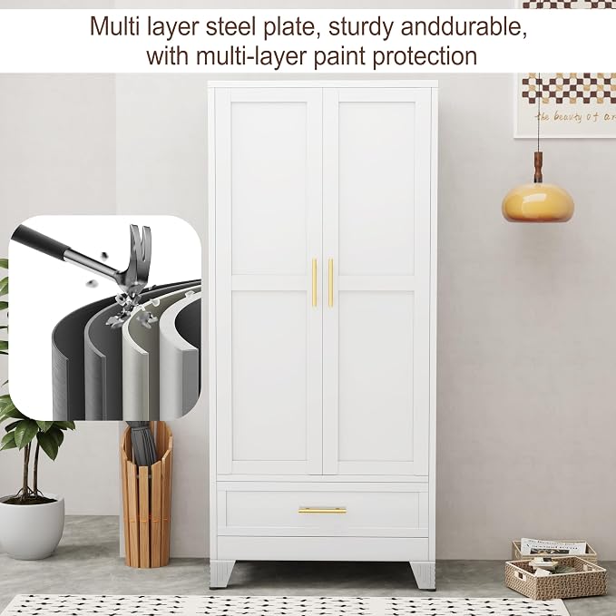 erosoei 71" H Metal Tall Armoire Wardrobe Closet - Image 3