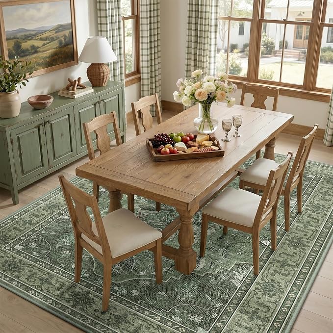RELEANY Area Rugs 7'x10' Washable Non-Slip, Floral Vintage Distress Print - Image 3