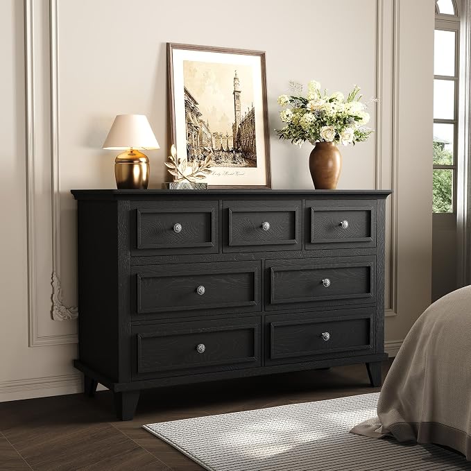 IDEALHOUSE 7 Drawer Dresser, Large Wooden Storage Chest of Drawers - Image 4