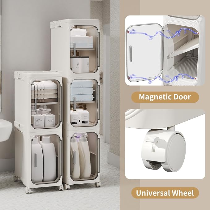 2-Tier Narrow Storage Cabinet, Slim Bathroom Storage Cabinet - Image 6