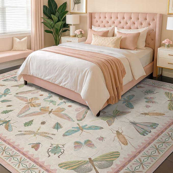 Hazo Haus Floral Pink Rugs for Bedroom Girls 6x9 by HazoHaus