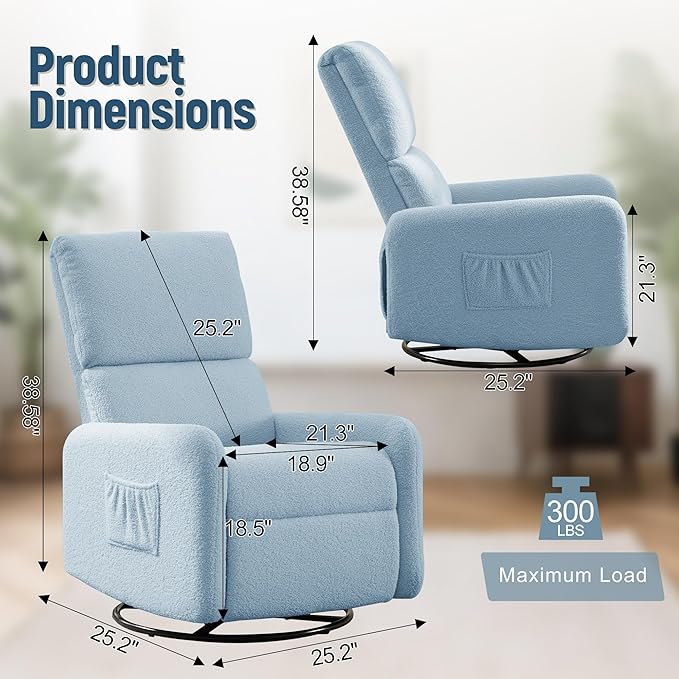 Korser 360° Rocking Chair, Nursery Rocker Chair - Image 2