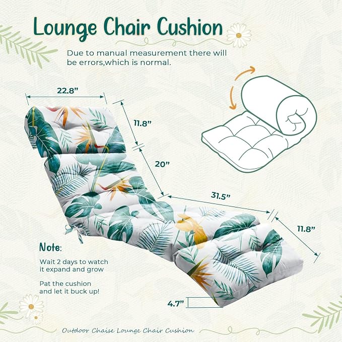 2 Pack Outdoor Chaise Lounge Chair Cushion 75.1 x 22.8 x 4.7 Inches 100% - Image 3