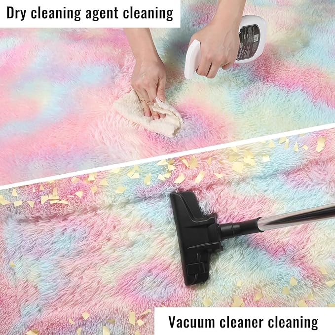 PAGISOFE Rainbow Runner Rugs for Girls Bedroom Hallway Plush Fluffy Rug 2x6 Ft - Image 6