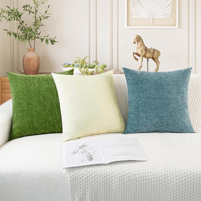 CaliTime Throw Pillow Covers Decorative 16 X 16 Inches Pack of 2 Cozy Chenille - Image 5