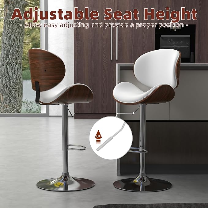 civama Bar Stools Set of 2 for Kitchen Counter, Adjustable Bar Height Chairs - Image 3