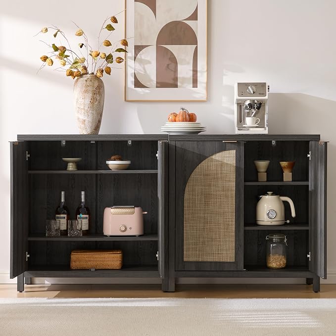 SICOTAS 68" W Rattan Sideboard Buffet Cabinet - Image 4