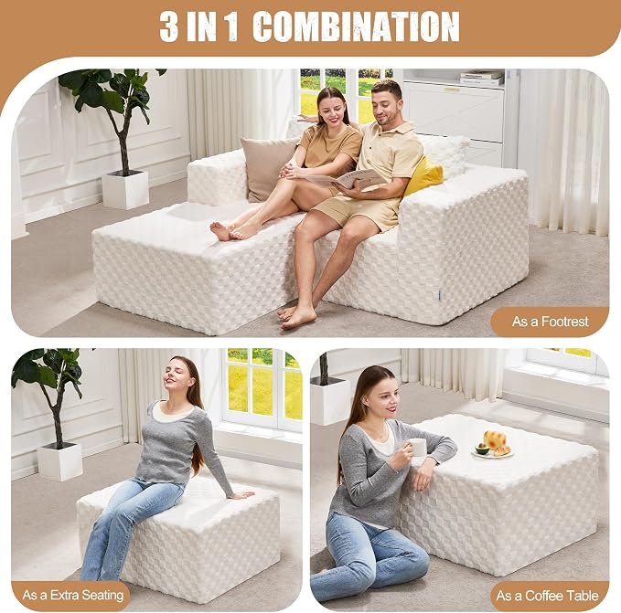 Hobestluk Rectangle Ottoman Memory Foam Footrest - Image 5