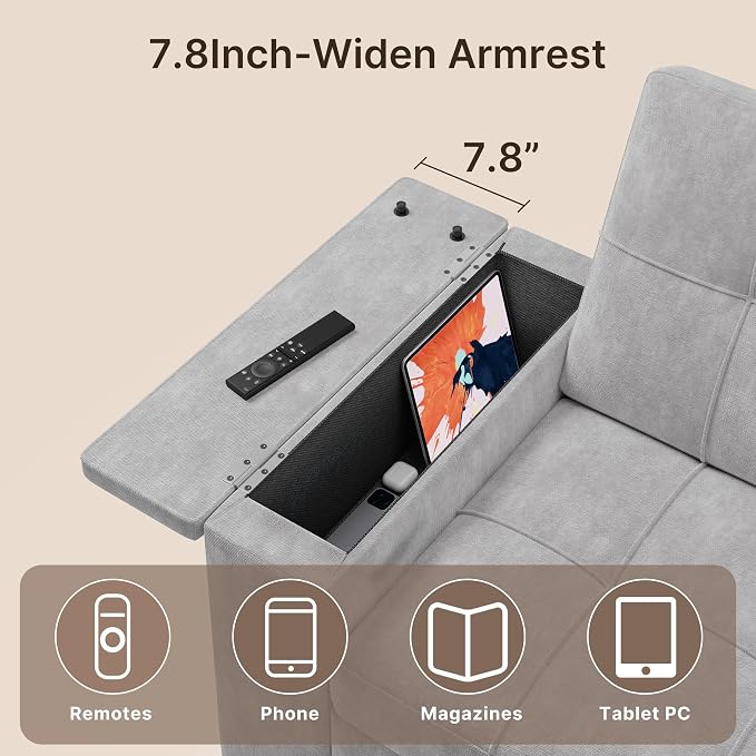 Gizoon Convertible Sofa Bed Futon, 70.9'' Sleeper Loveseat - Image 3