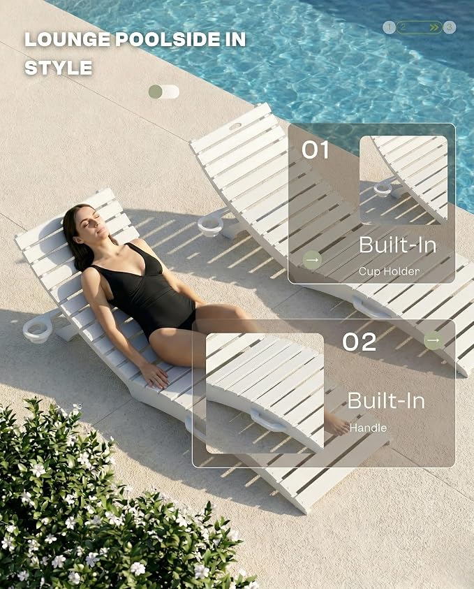 Folding HDPE Outdoor Chaise Lounge - Image 5