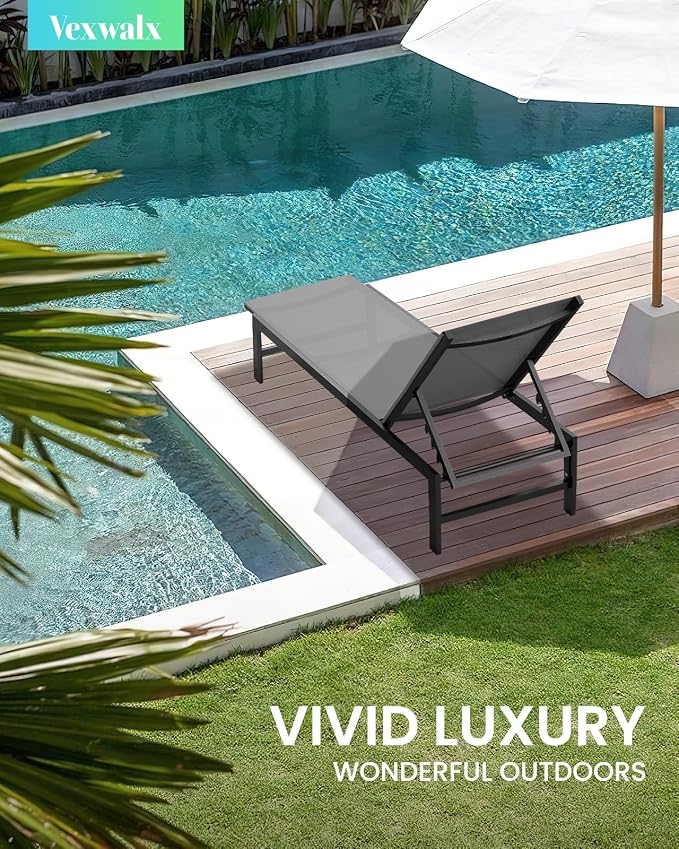 Vexwalx Outdoor Lounge Chairs Set of 3, Aluminum Chaise Lounge Chairs - Image 2