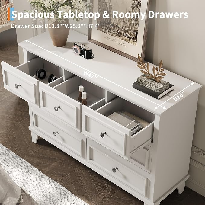 IDEALHOUSE 7 Drawer Dresser, Large Wooden Storage Chest of Drawers - Image 5