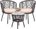 Kromax 3 Piece Bistro Set, Modern Outdoor Wicker Patio Furniture by KROMAX