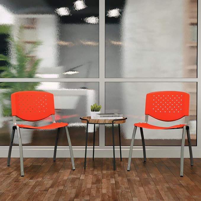 Flash Furniture HERCULES Series 880 lb. Capacity Orange Plastic Stack Chair - Image 7