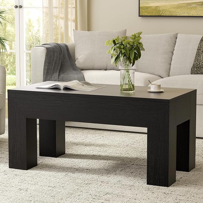 FABATO 41.7'' Lift Top Coffee Table, Wooden Rectangle Coffee Table - Image 3
