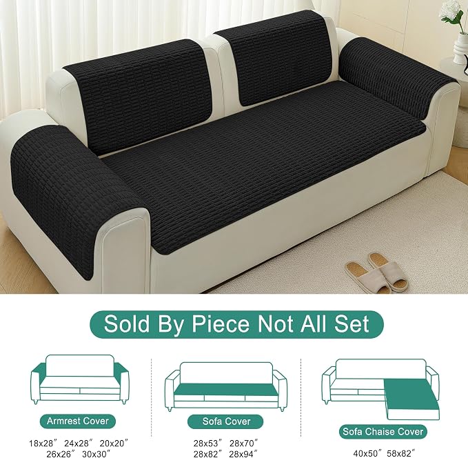 Foxdecor Couch Arm Covers Sofa Armrest Covers, Arm Chair Covers Set of 2 - Image 6