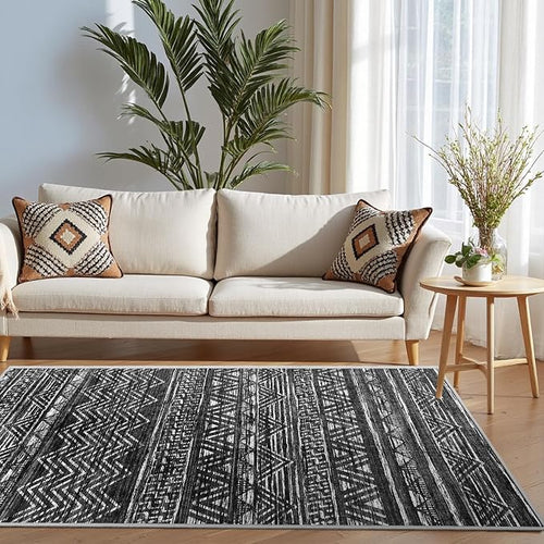 3x5 Washable Entryway Area Rug: Modern Moroccan Small Runner Rug Indoor Soft - Image 2