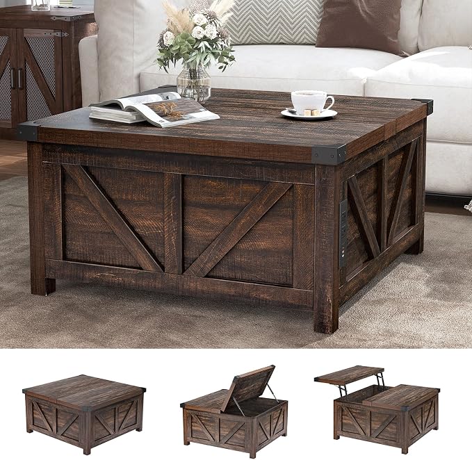 jimeimen Farmhouse Lift Top Coffee Table - Image 5