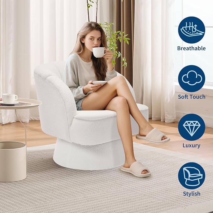 Garvee Ultra-Plush Swivel Accent Chair, 360° Barrel Lounge Chair - Image 4