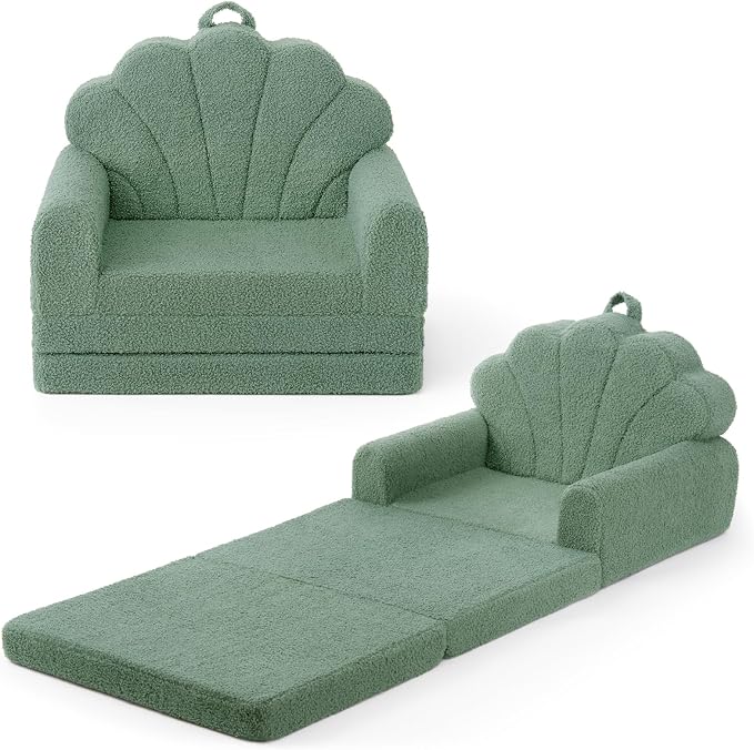 Blissful Diary Kids Couch, 2-in-1 Soft Toddler Couch Fold Out, Toddler Chair by BlissfulDiary