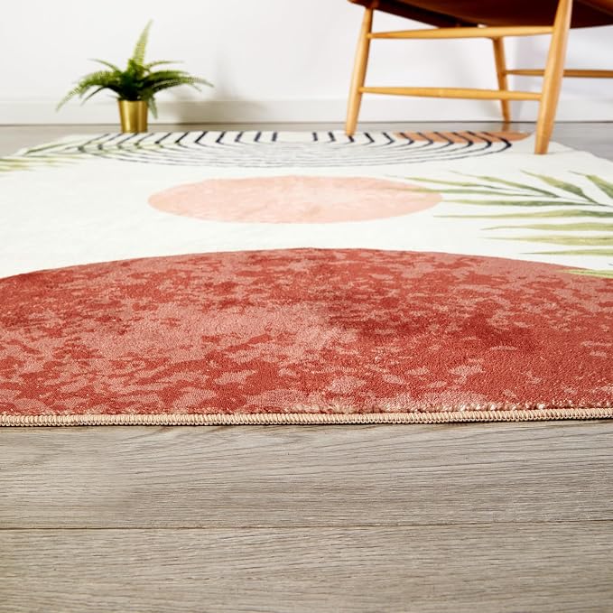 RoomTalks Mid Century Modern Washable Rug, Boho Cute Aesthetic 5x7 Area Rugs - Image 8