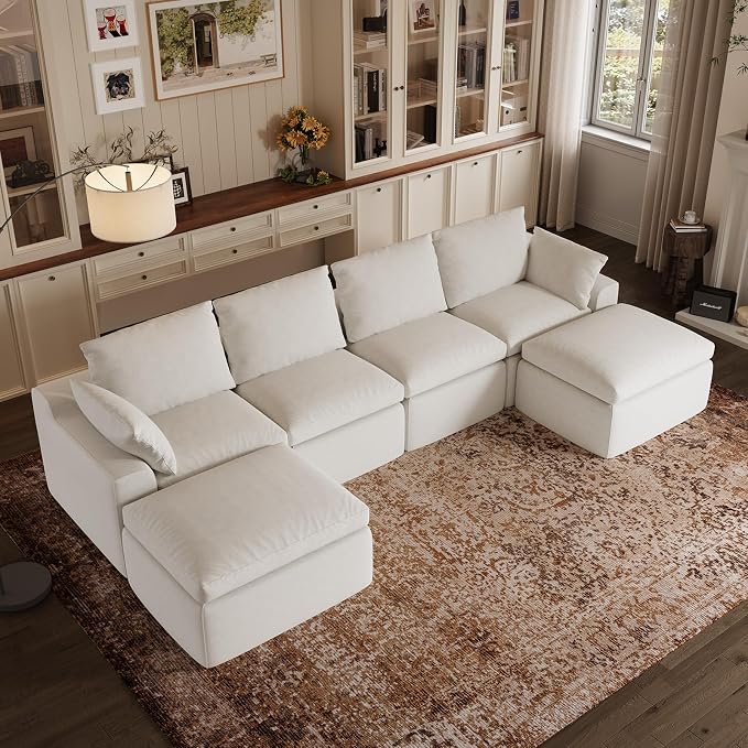 Novilla 133.8" Modular Cloud Couch, Modern Sectional Sofa by Novilla