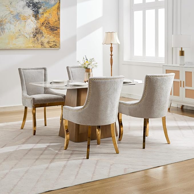 Upholstered Dining Chairs Set of 4, Modern Fabric Side Chairs - Image 2