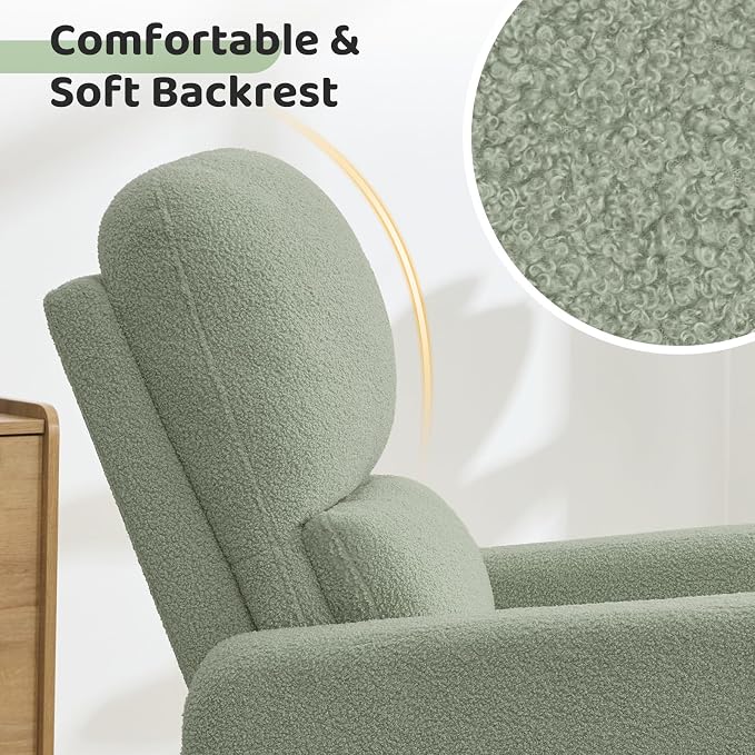 Swivel Rocker Recliner, Oversized Manual Boucle Nursery Glider Rocking Recliner - Image 5