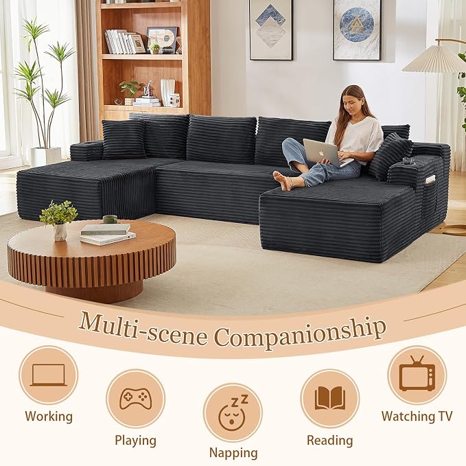 Modular Sectional Sleeper Sofa, 134 Inch Boneless Cloud Couch - Image 7