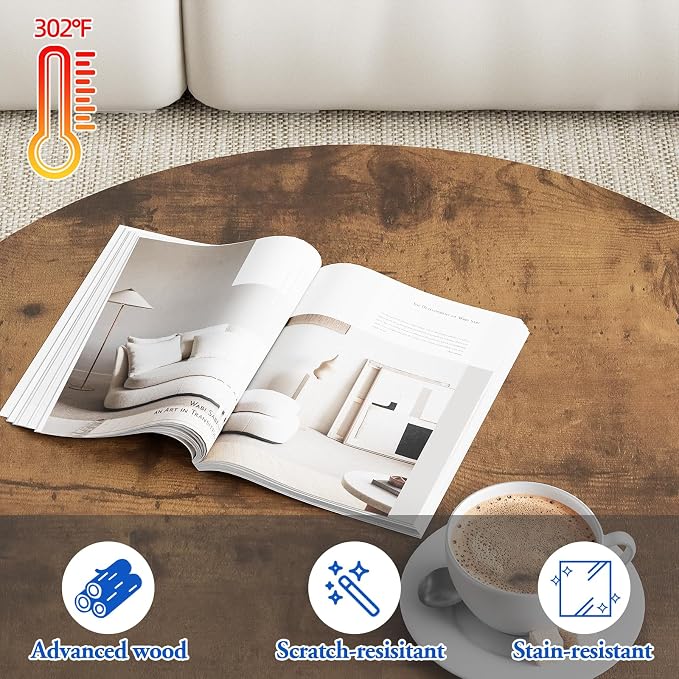 aboxoo Coffee Table Nesting Round Table Set of 2 Side Table - Image 8