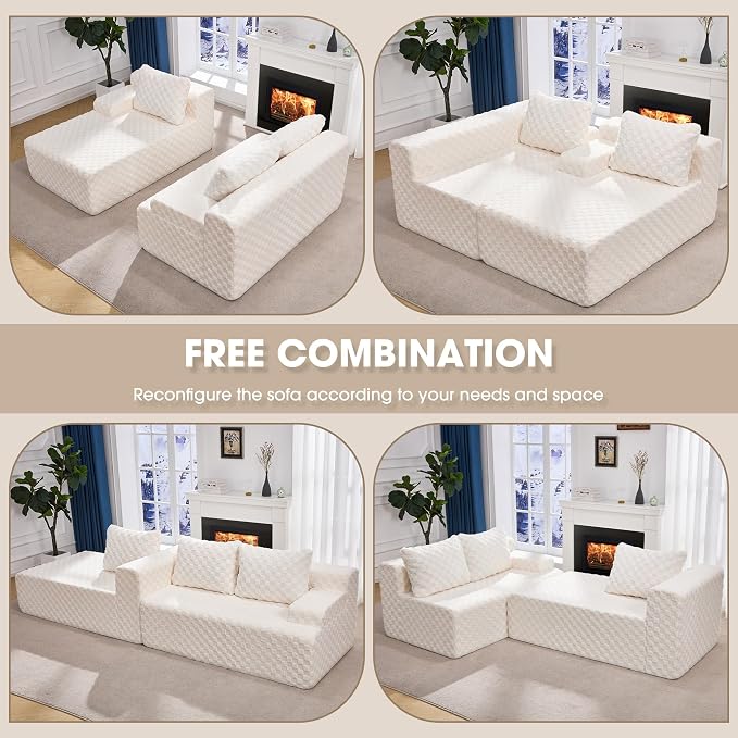 Hobestluk Modular Sectional Sofa Couches L-Shape Couch 3 Seat Modular Sofa - Image 8