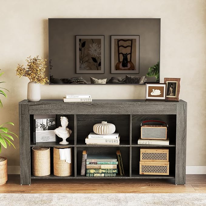 LITTLE TREE TV Stand with Storage, 63-Inch Entertainment Center with Shelves - Image 2