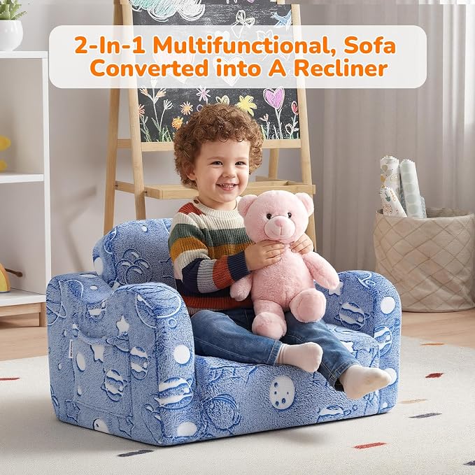 MeMoreCool Glowing Astronaut Planet Kids Chair, 2-in-1 Glow-in-the-Dark Space - Image 5