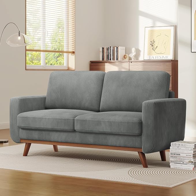 Vesgantti 68" Loveseat Sofa Dark Gray, Comfy Corduroy Couch - Image 6