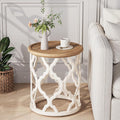 karlott Farmhouse End Table, 18.5'' French Country Round Side Table, Distressed by KARLOTT