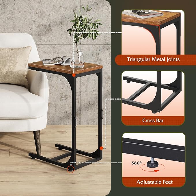 WLIVE C Shaped End Table, Small Couch Side Tables - Image 6