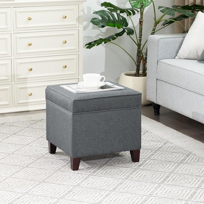 Adeco Chest and Footrest-Square Seat Storage Bench Ottoman - Image 3